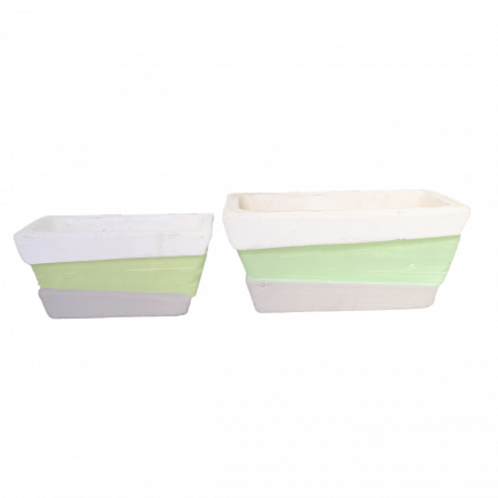 Jardinière rectangle - «Bandeau vert» -PM