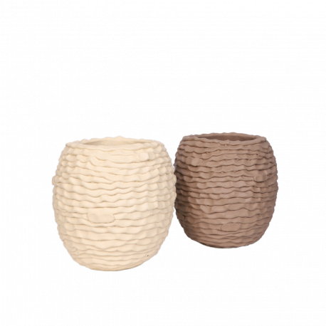 Cache-pot Haut "effet poterie" - Mix 2 couleurs - GM